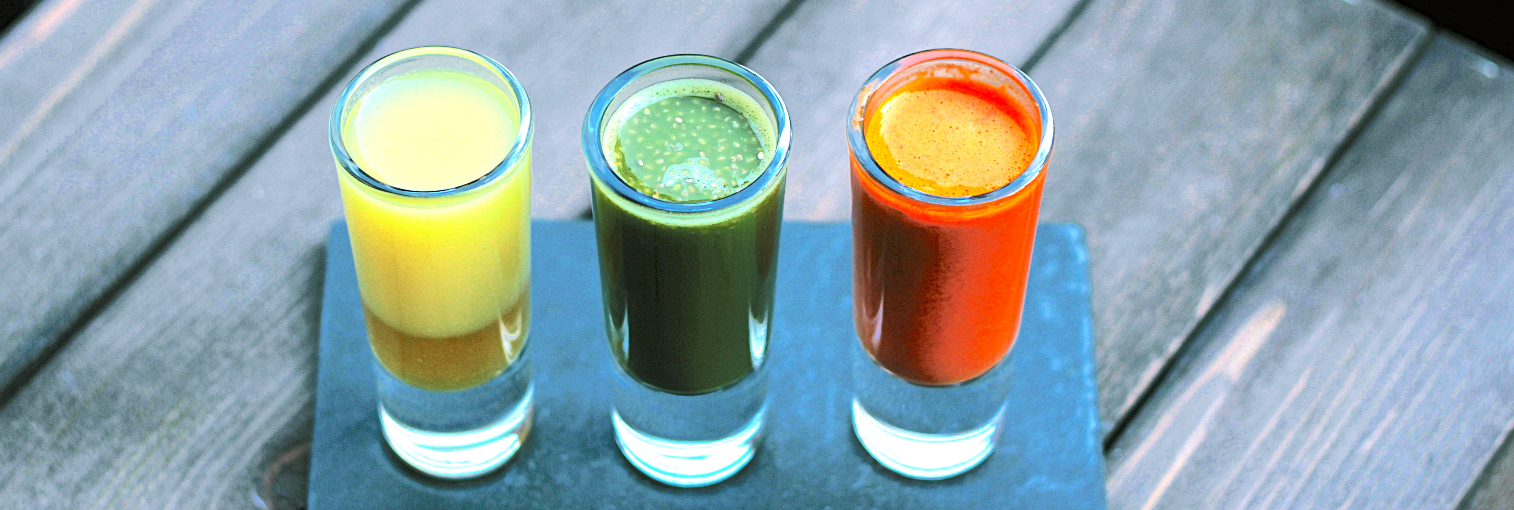 Three glasses of fresh juice